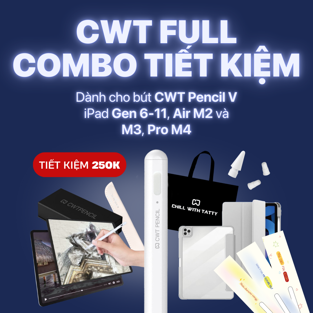 Combo sản phẩm CWT Pencil V/ V PRO kèm phụ kiện cho Ipad gen, Air M2, Air M3, Pro M4, Pro M5