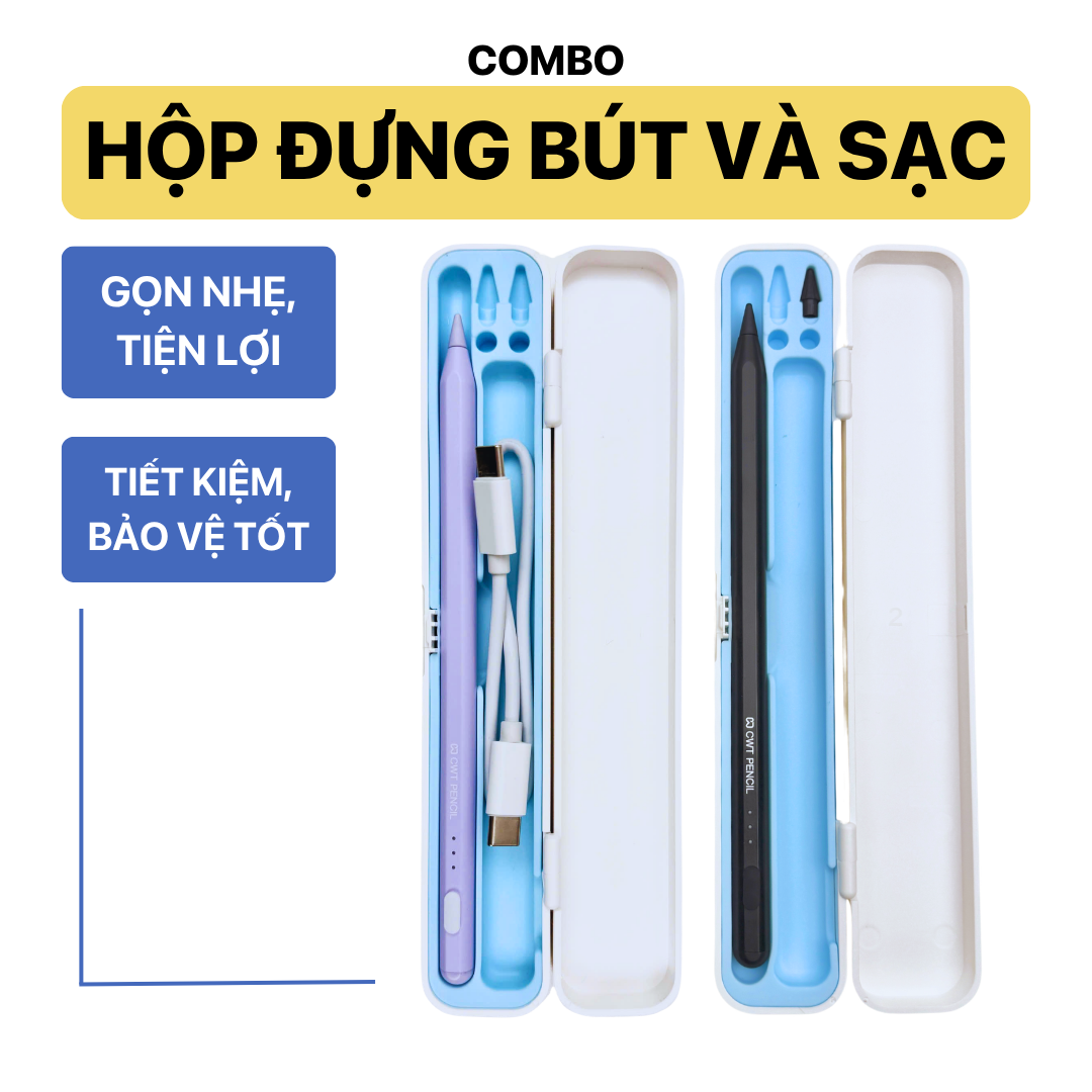 COMBO HỘP ĐỰNG BÚT CẢM ỨNG CWT + DÂY SẠC TYPE-C TIỆN LỢI 2025